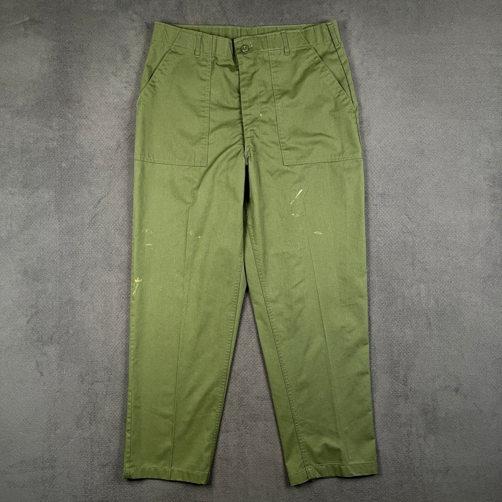 Vintage US Army OG-507 Utility Fatigue Trousers Mens 38x31 Green Measures 36x31